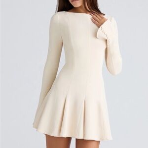 House of CB Francesca Cream Long Sleeve Dress - brand new